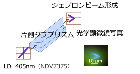 「LD（405nm）とプリズム」の組合わせ